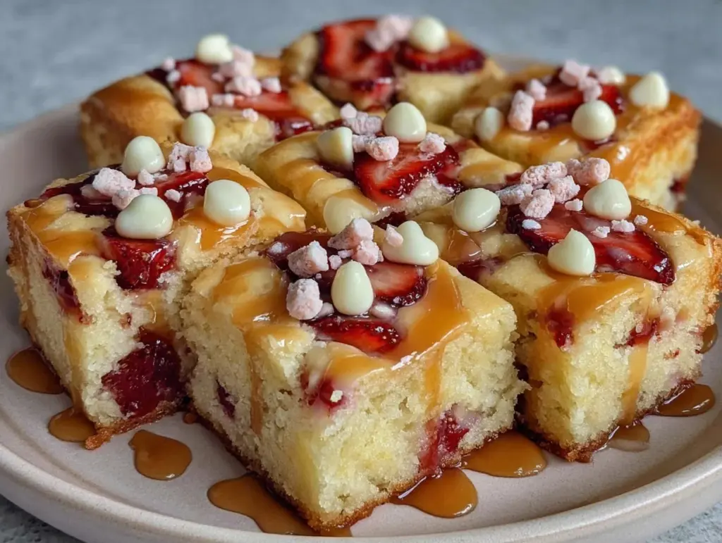 Strawberry Champagne Blondies - featured image