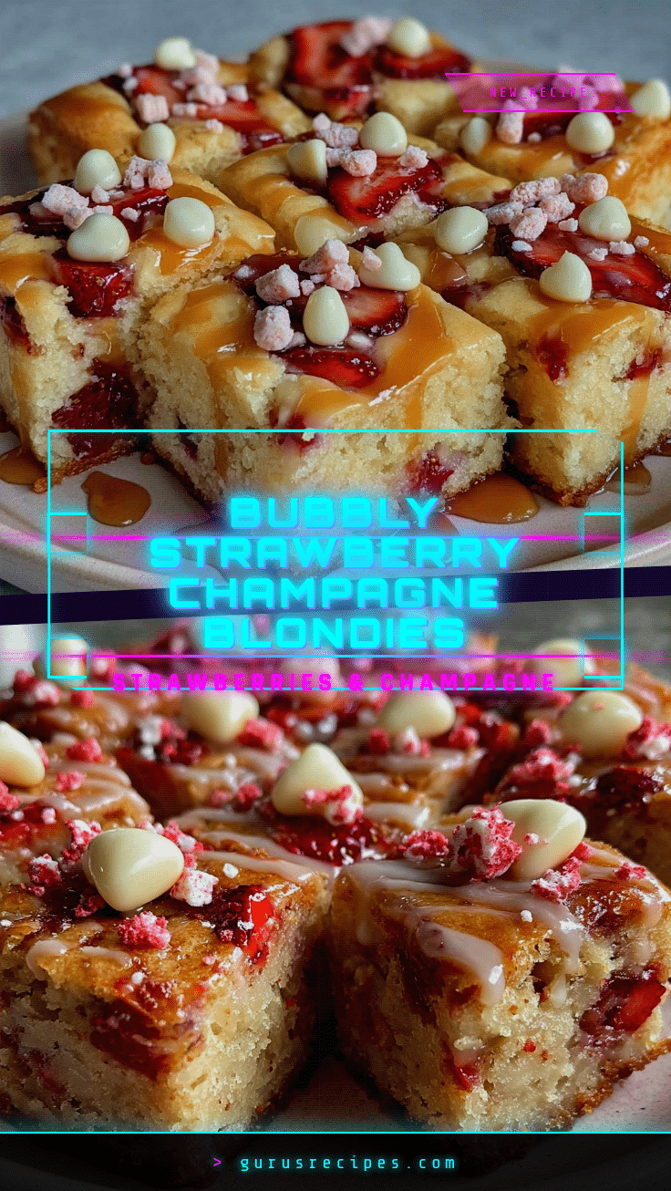 Strawberry Champagne Blondies recipe