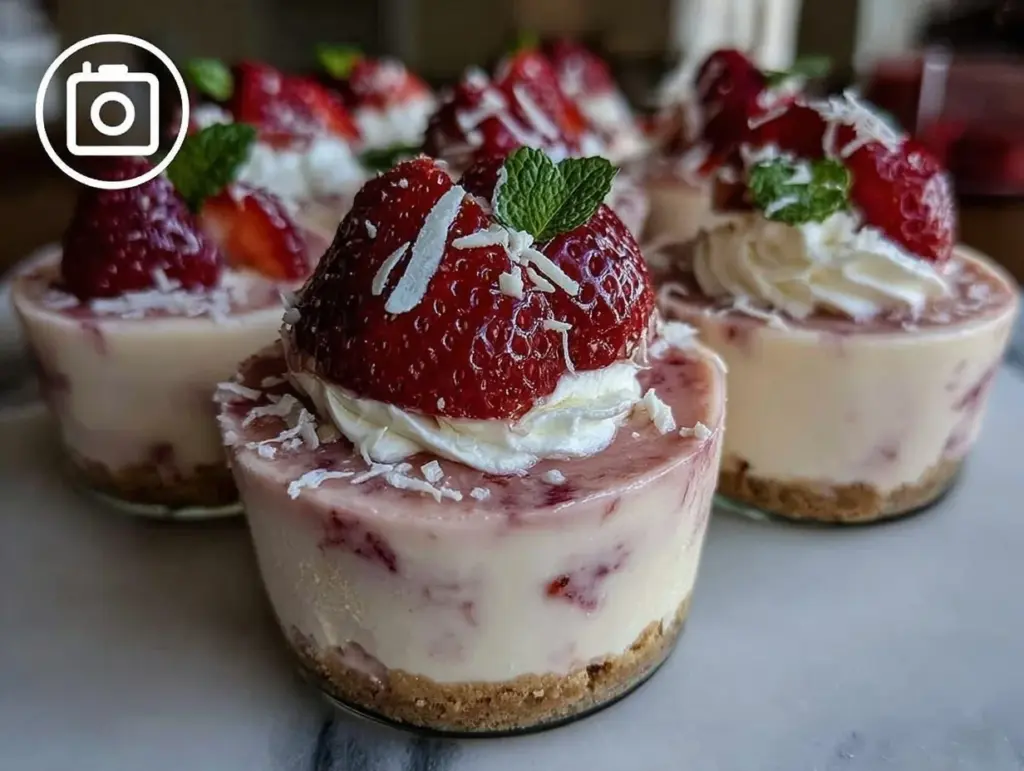 strawberry mousse cheesecake cups - featured image