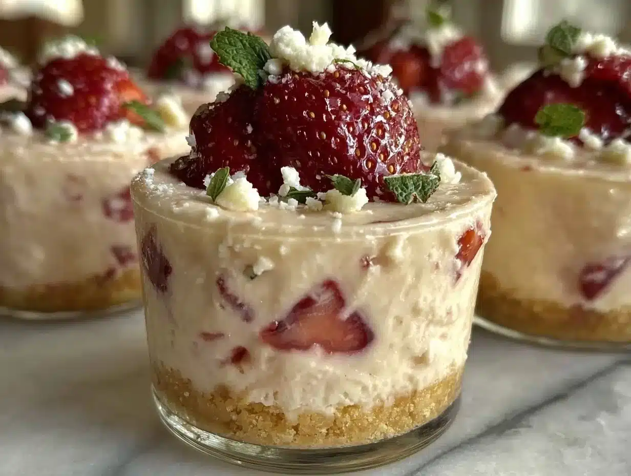 strawberry mousse cheesecake cups preparation steps