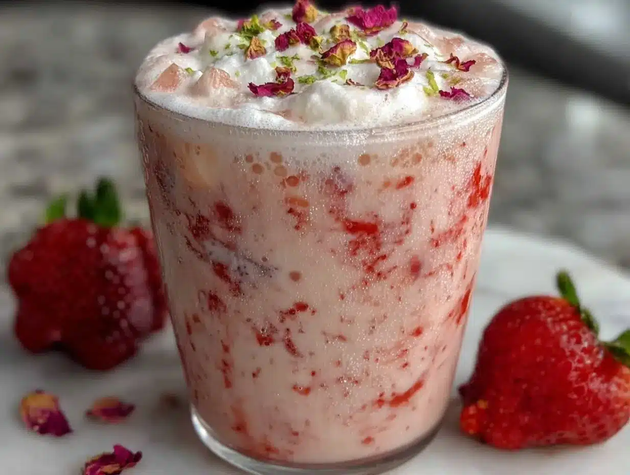 strawberry rose milk tea preparation steps