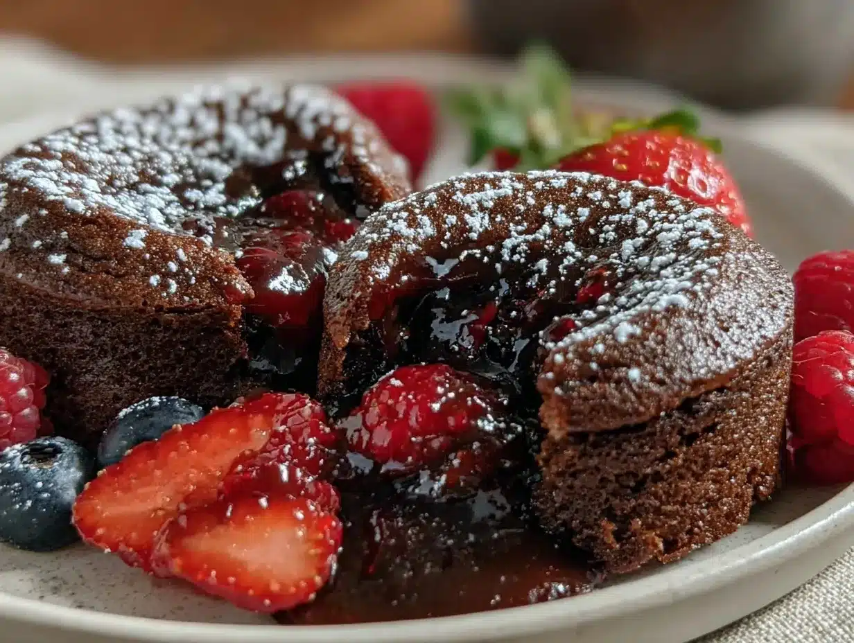 triple berry chocolate molten cakes preparation steps
