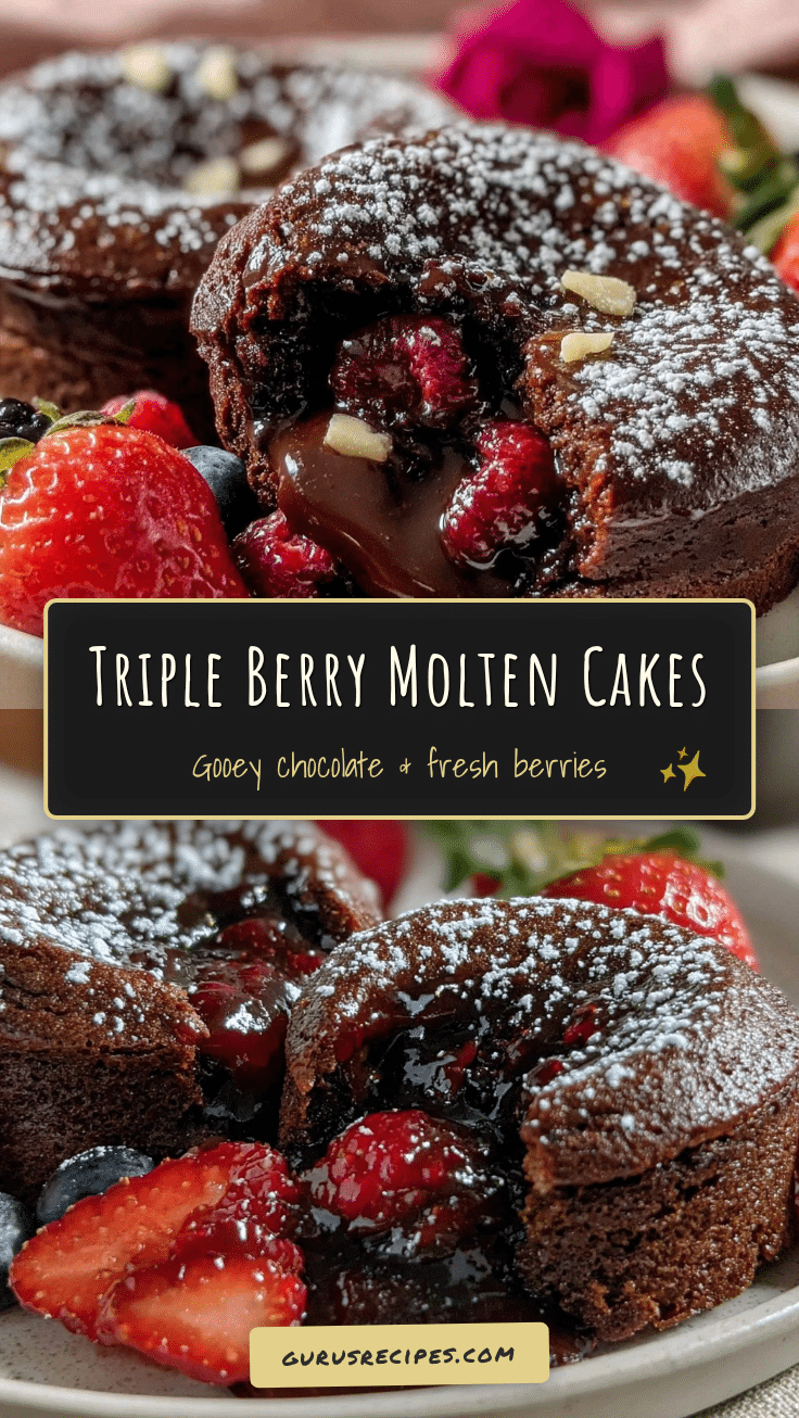 triple berry chocolate molten cakes recipe