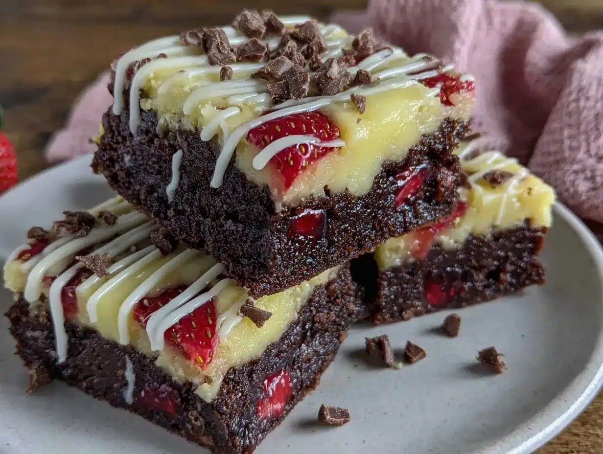 Triple Chocolate Strawberry Bars preparation steps