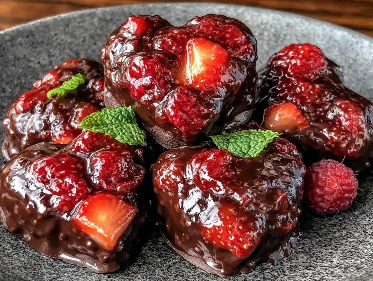 Valentine’s Berry-Stuffed Chocolate Hearts preparation steps
