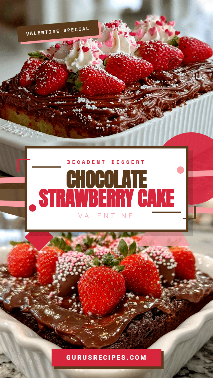 Valentine’s Chocolate Strawberry Sheet Cake recipe