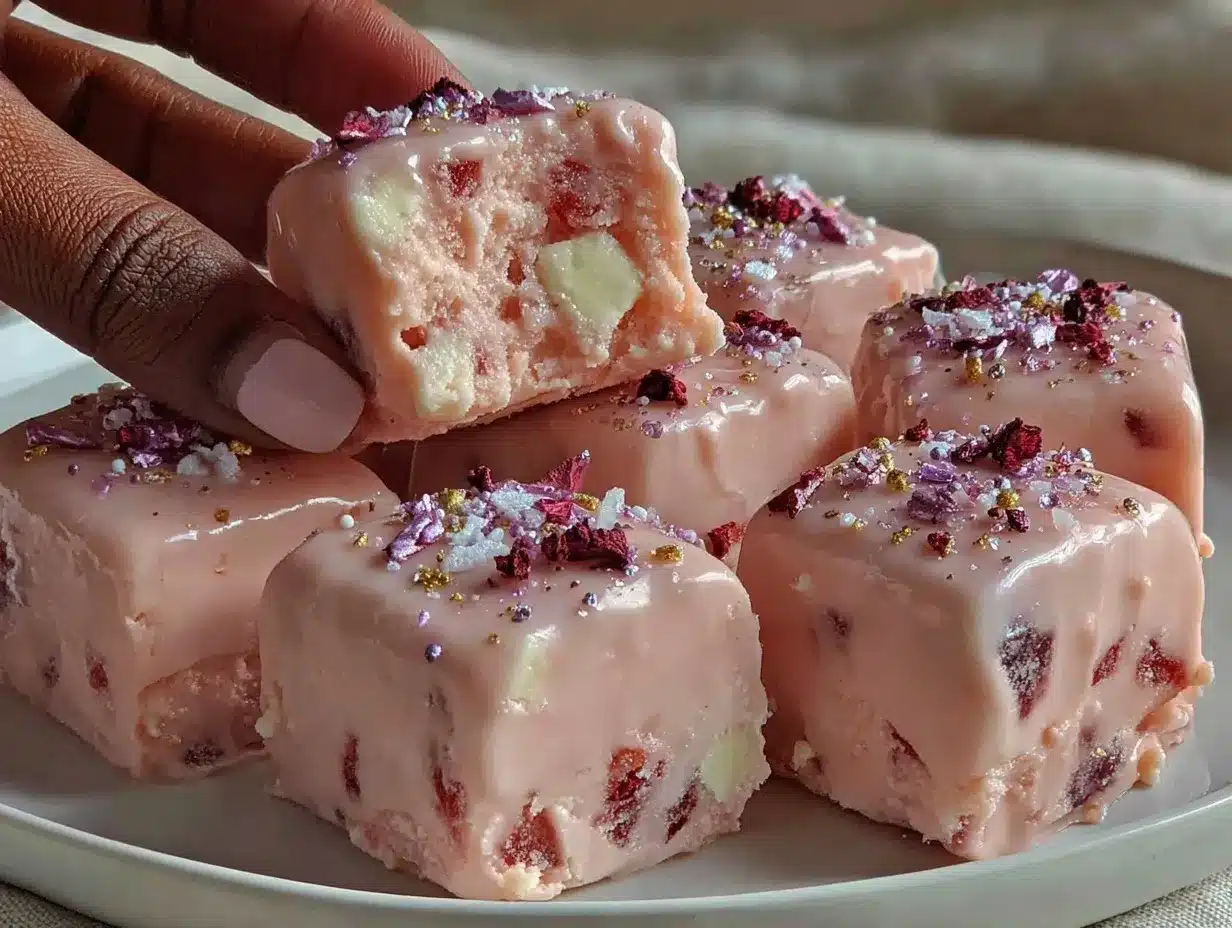 Valentine’s Pink Chocolate Truffle Squares preparation steps