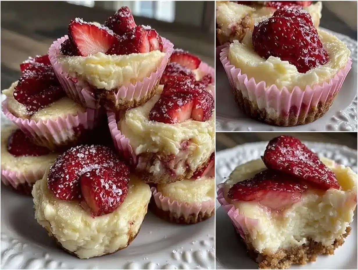 Valentine’s Strawberry Rose Cheesecake Bites preparation steps