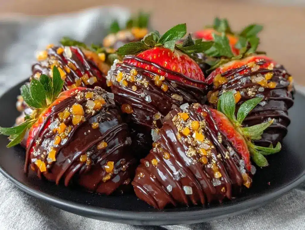 black and gold chocolate covered strawberries - featured image