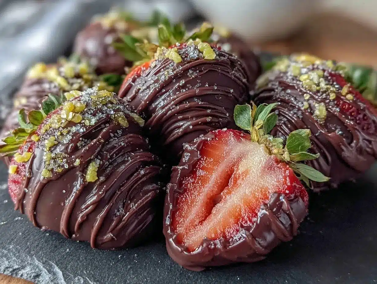 black and gold chocolate covered strawberries preparation steps