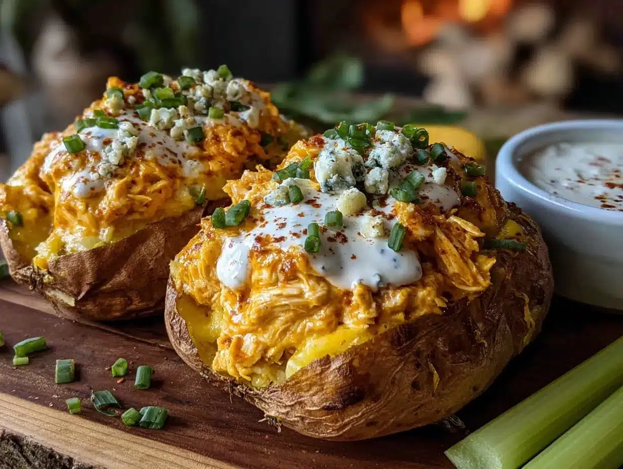 buffalo chicken stuffed sweet potatoes preparation steps