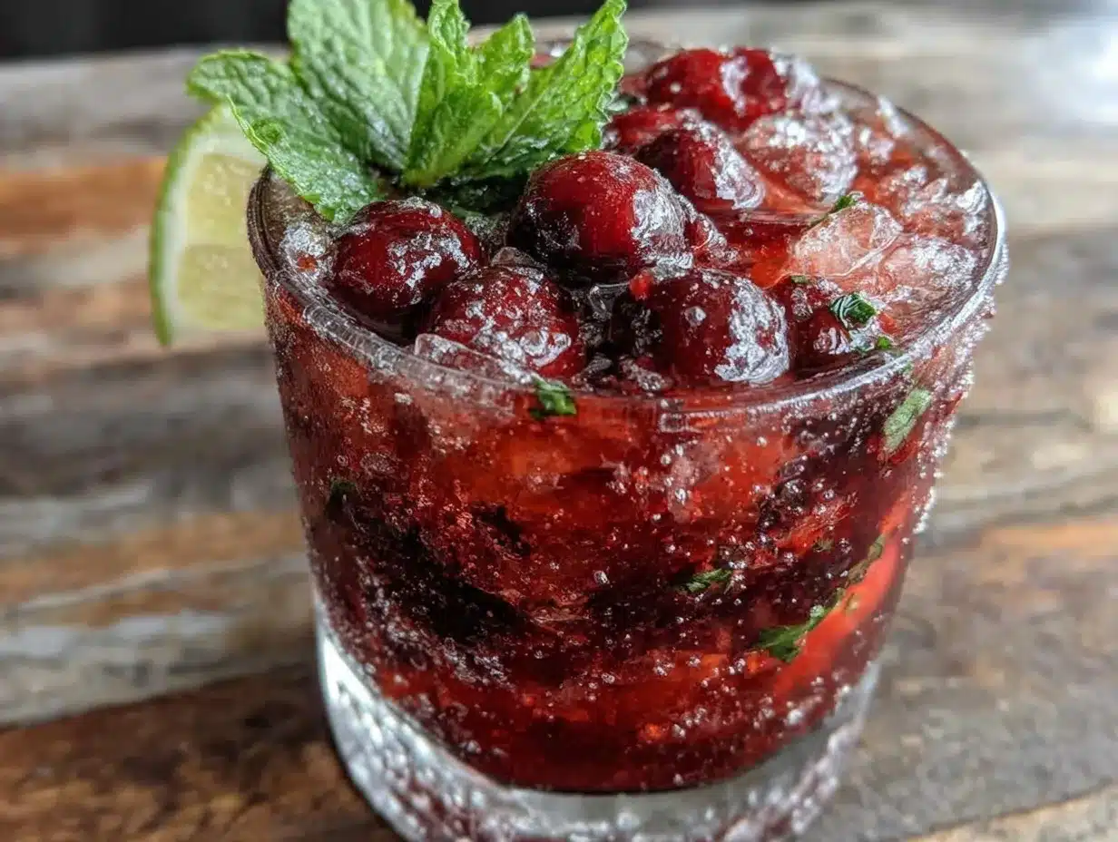 Cherry Bourbon Smash preparation steps