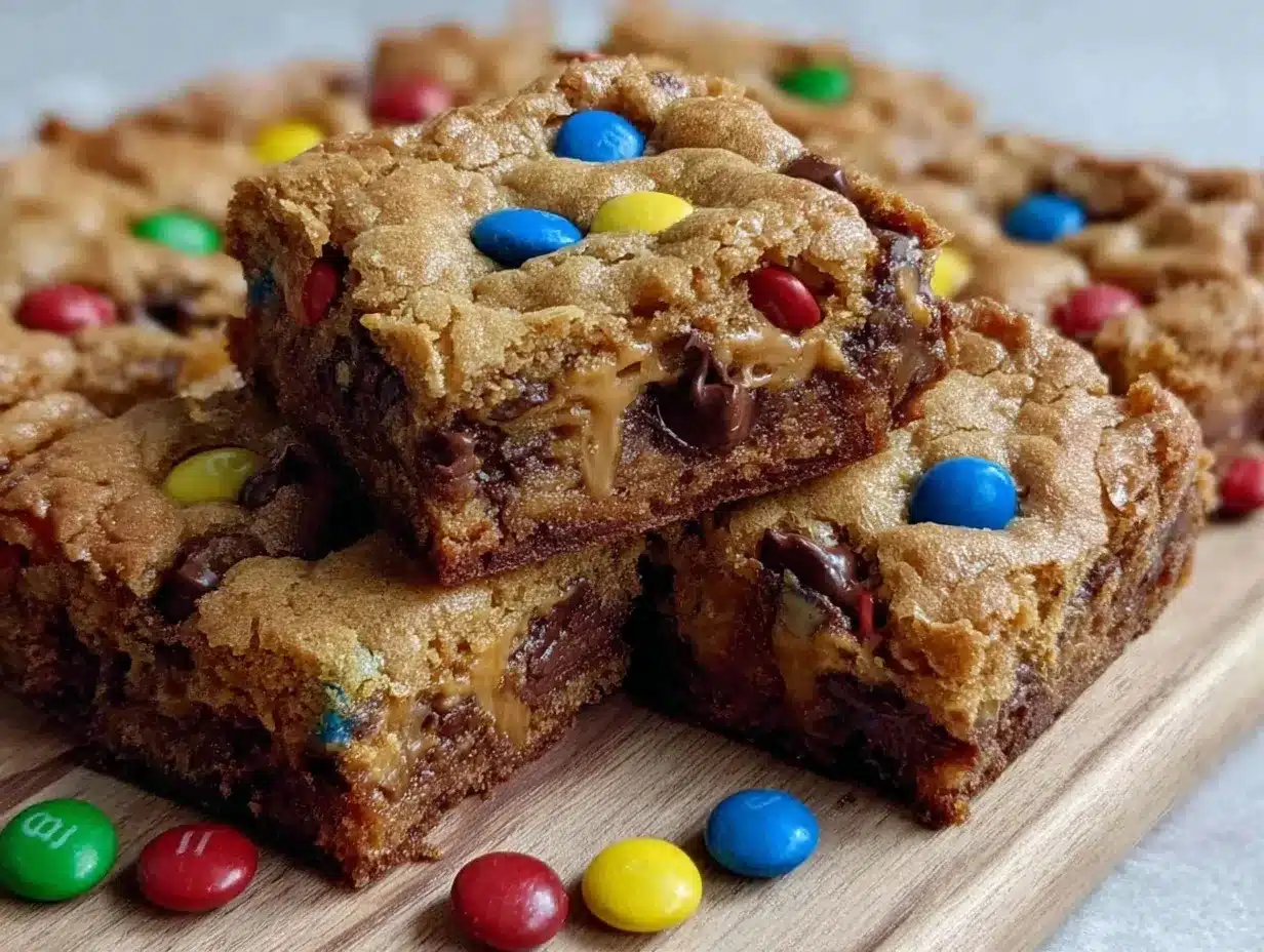 chewy monster cookie bars preparation steps