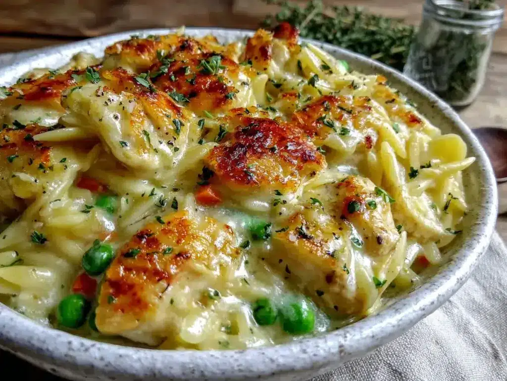 chicken pot pie orzo - featured image