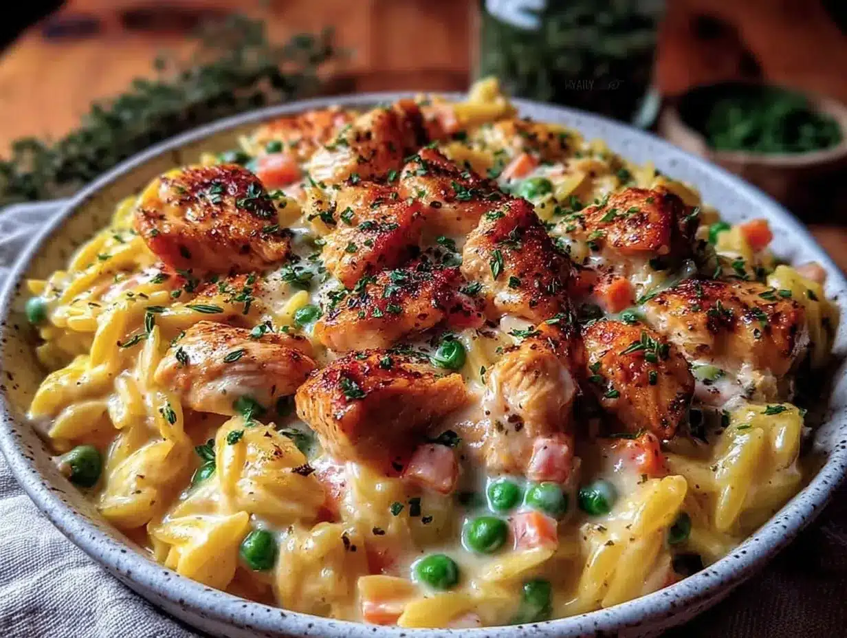 chicken pot pie orzo preparation steps