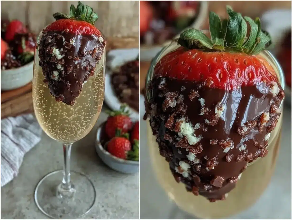 chocolate-dipped strawberry mimosas preparation steps