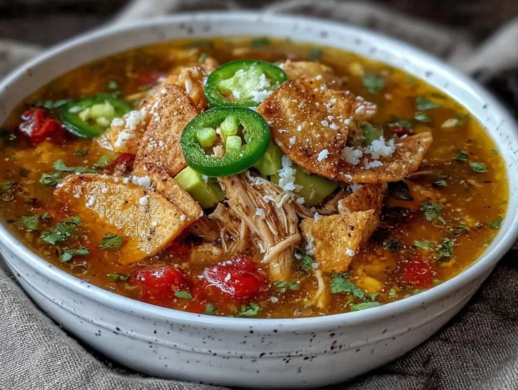 cozy crockpot chicken tortilla soup - featured image