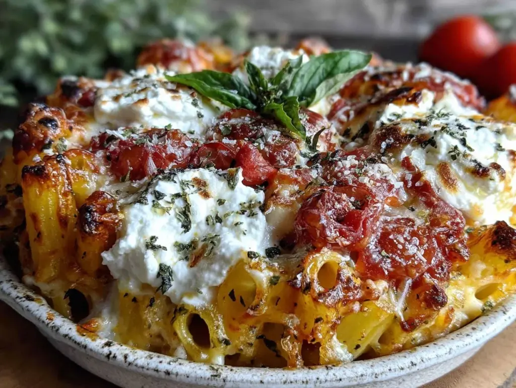 creamy baked ziti - featured image