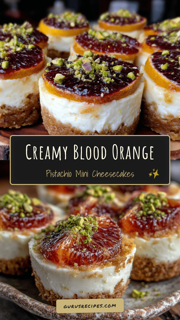 creamy blood orange pistachio mini cheesecakes recipe