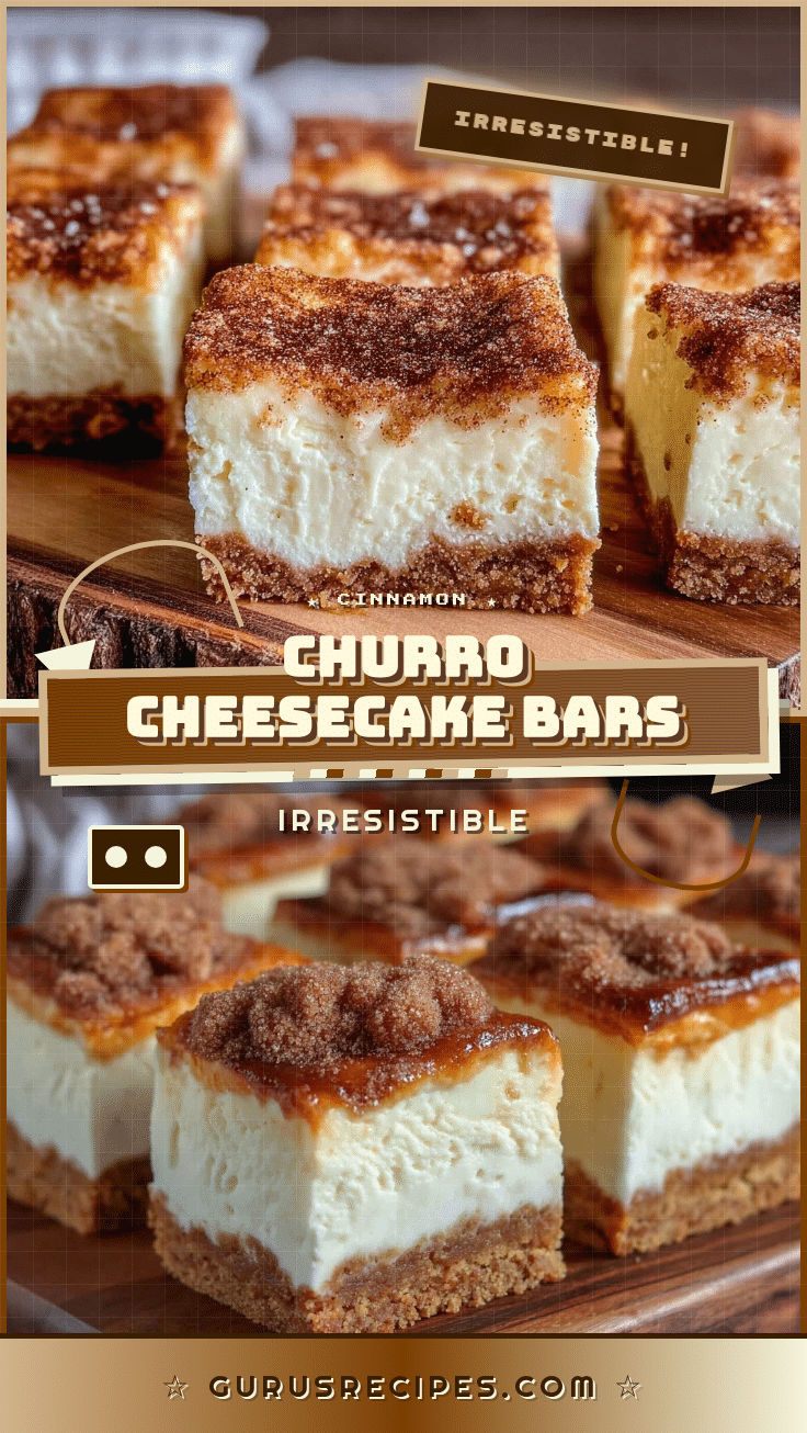 creamy churro cheesecake bars recipe