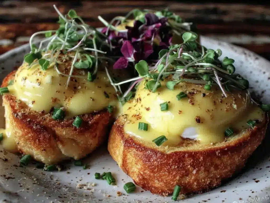 creamy eggs benedict - featured image