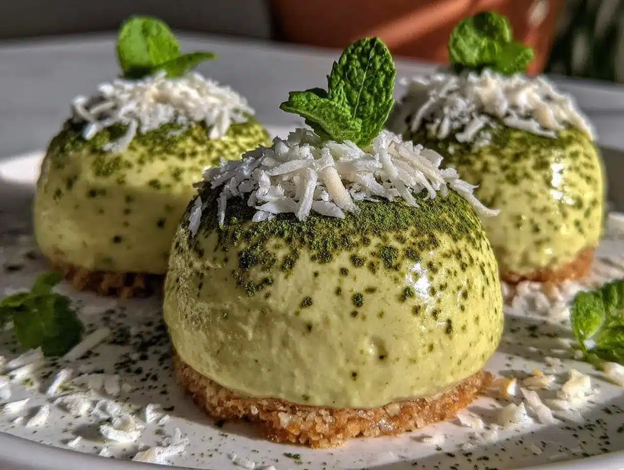 Creamy Matcha White Chocolate Mousse Domes preparation steps