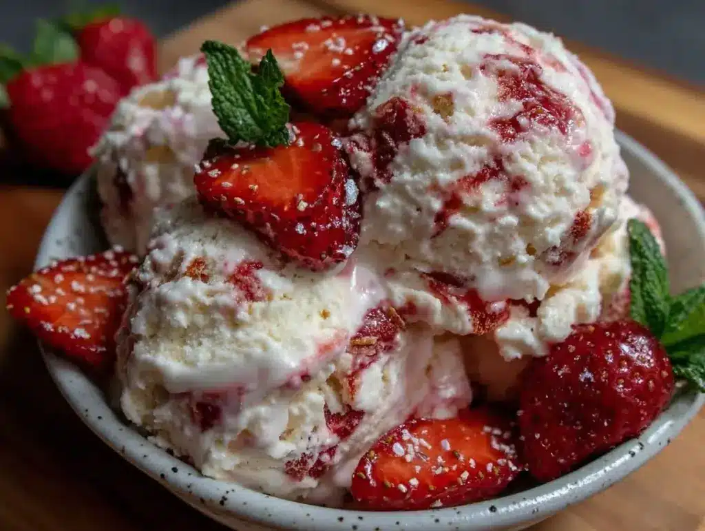 creamy no-churn strawberry ice cream recipe - featured image