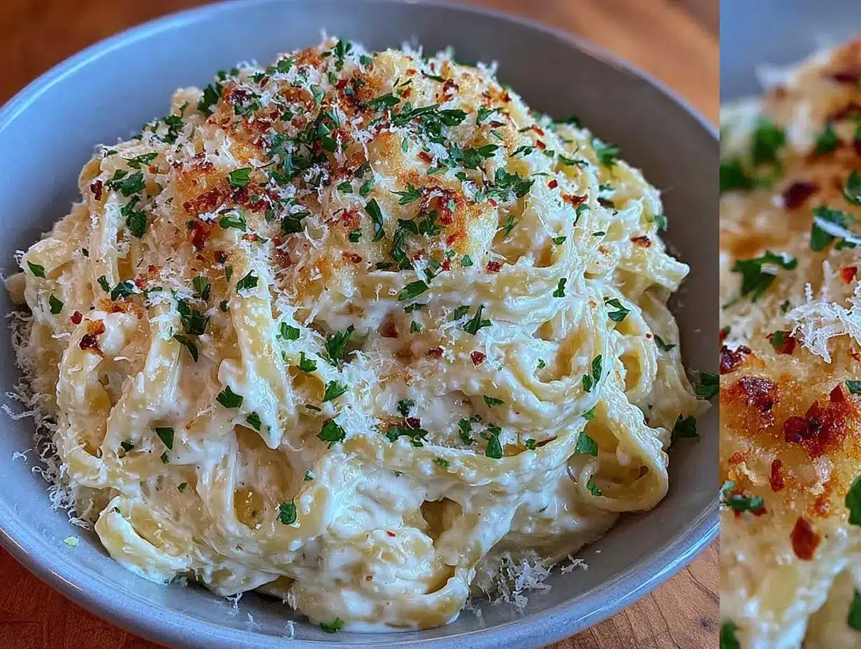 creamy Parmesan garlic pasta preparation steps
