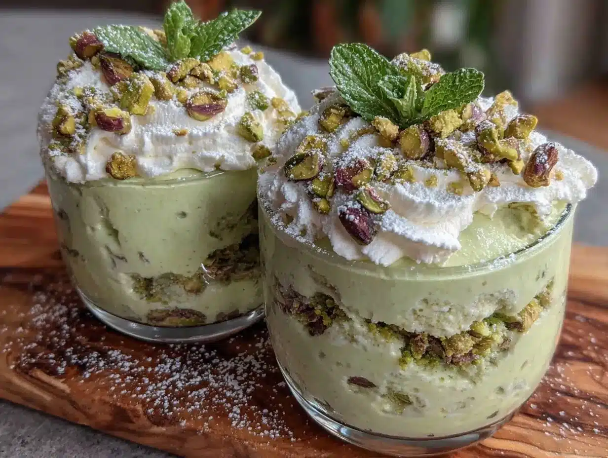 creamy pistachio mint layered pudding parfaits preparation steps