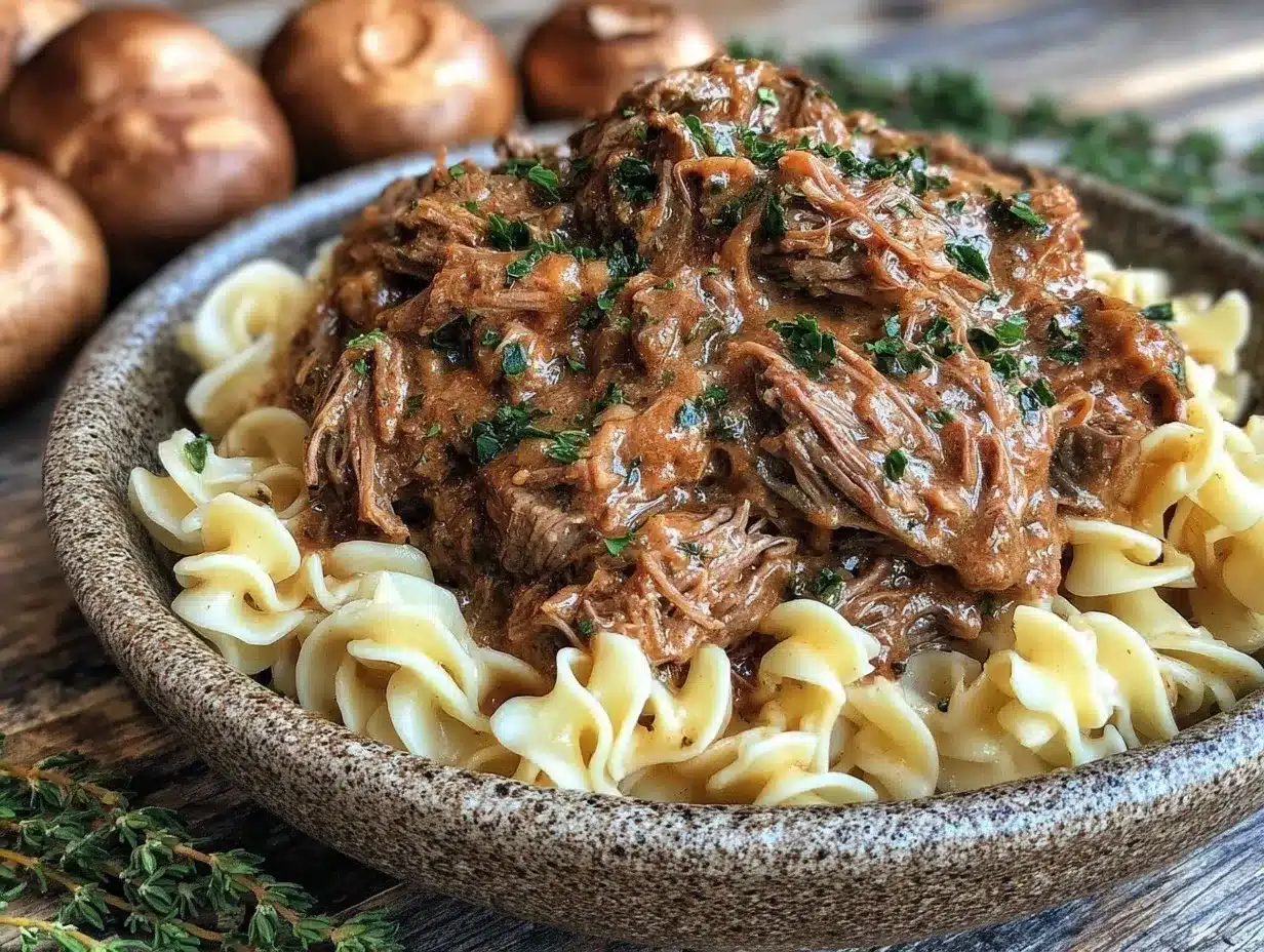 creamy slow cooker beef stroganoff preparation steps