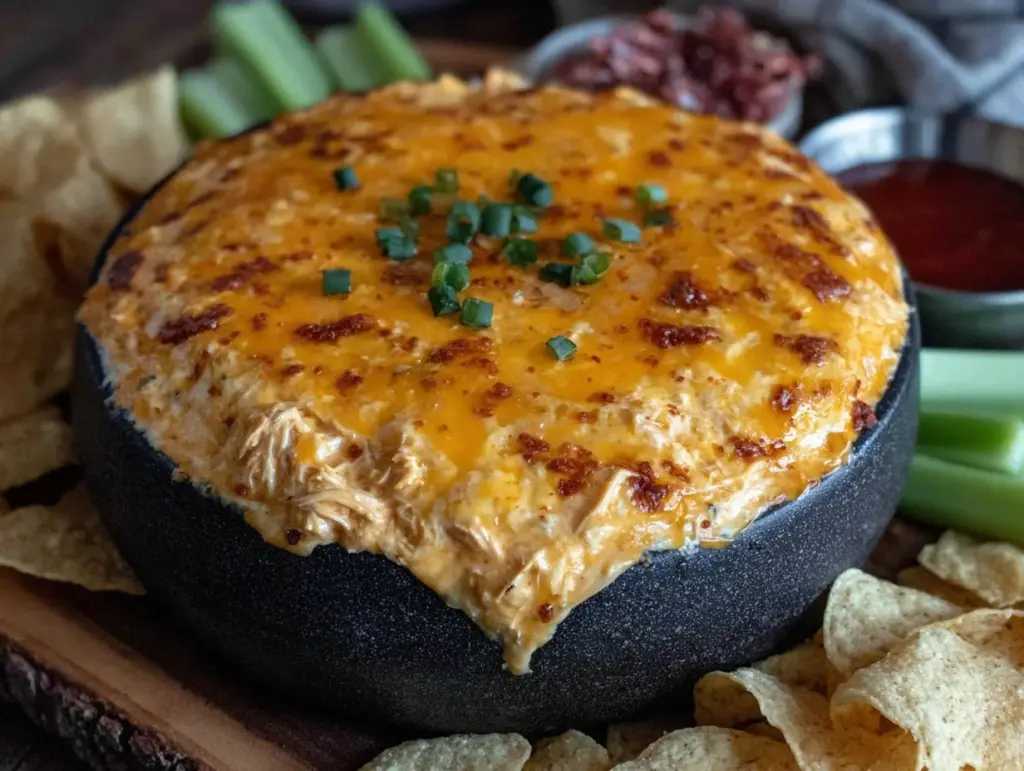 creamy slow cooker buffalo chicken dip - featured image