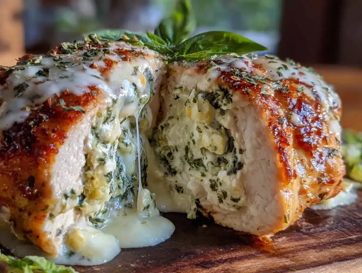 creamy spinach artichoke stuffed chicken preparation steps