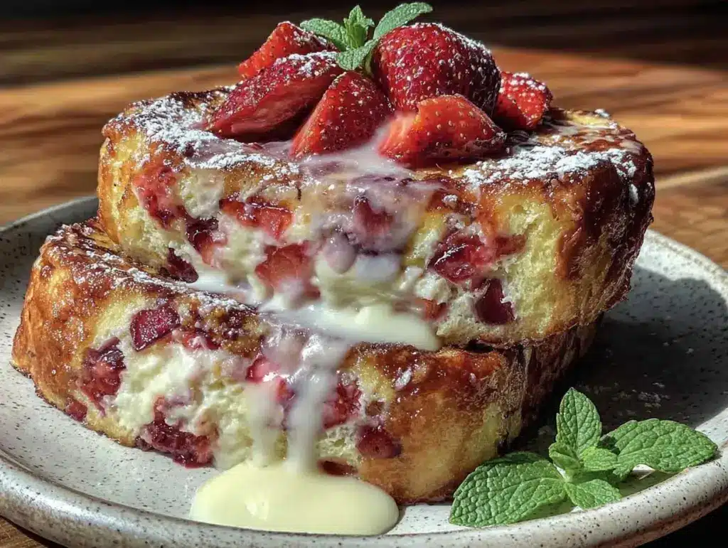 creamy strawberry cheesecake stuffed french toast - featured image