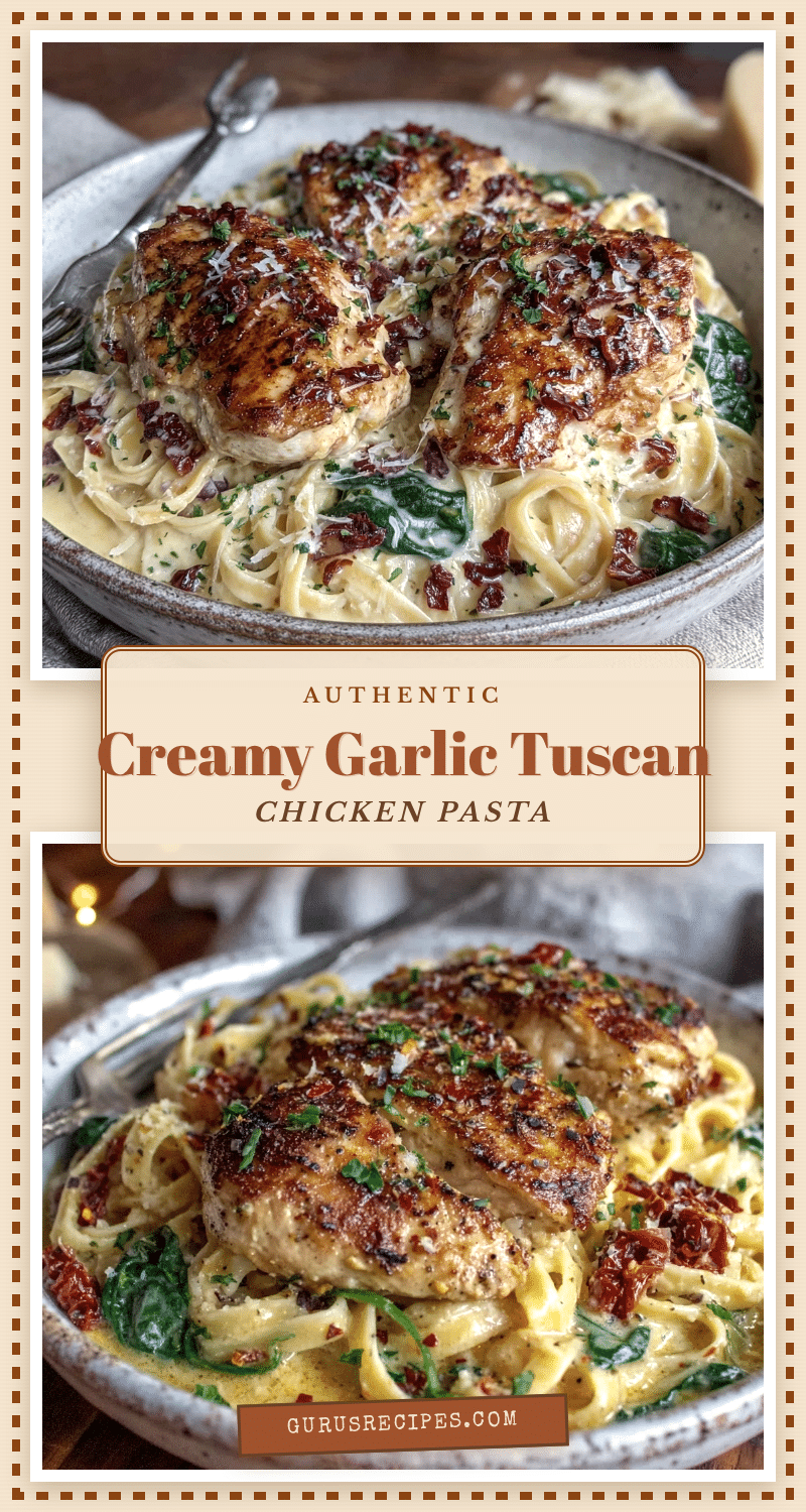 creamy tuscan garlic chicken pasta recipe