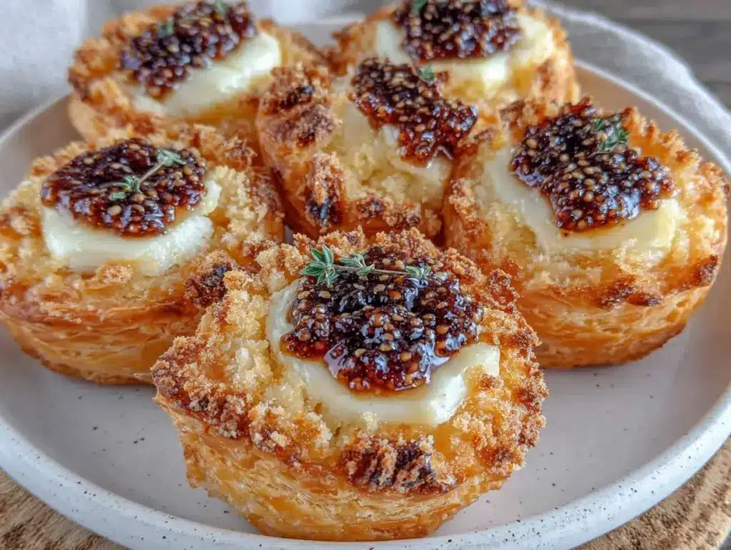 crispy brie and fig jam puff pastry bites - featured image