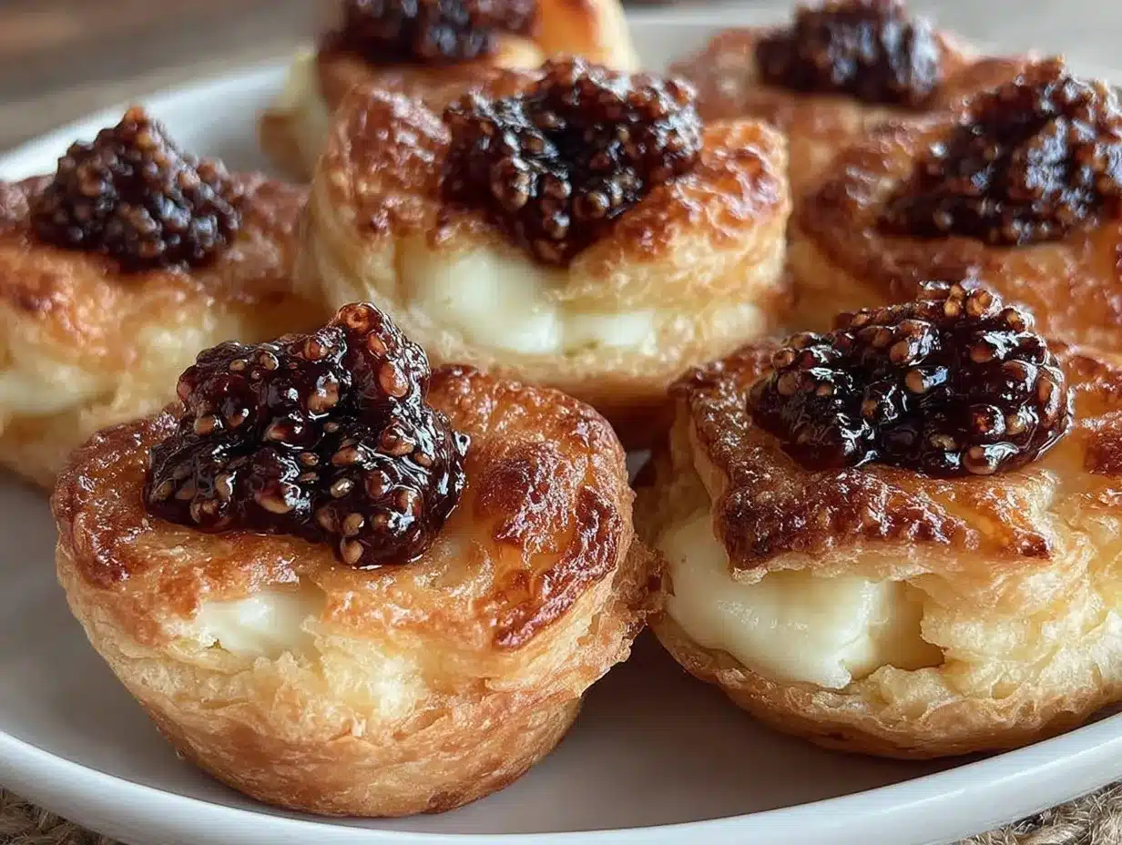 crispy brie and fig jam puff pastry bites preparation steps