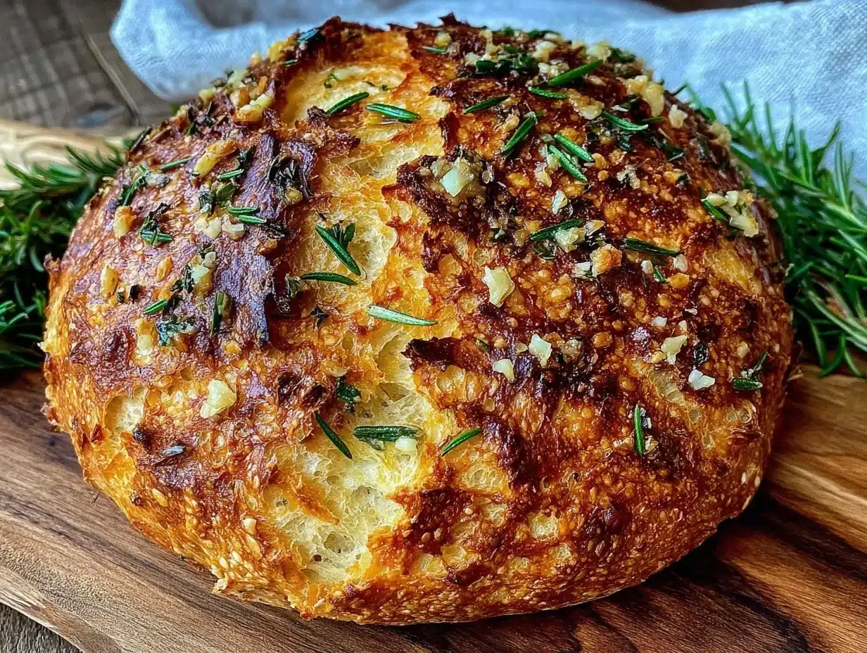 crispy garlic herb dutch oven bread preparation steps