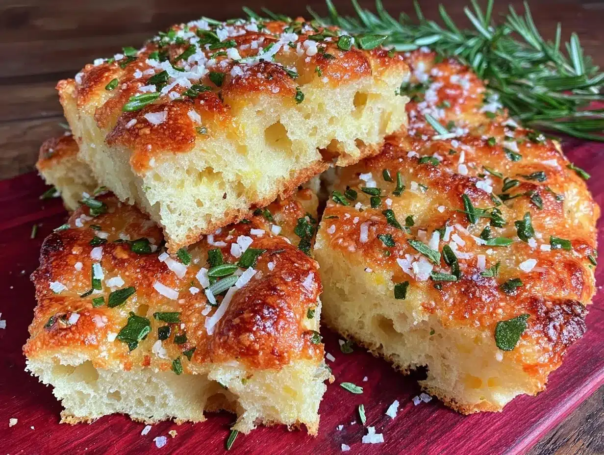 crispy garlic parmesan focaccia bread recipe preparation steps