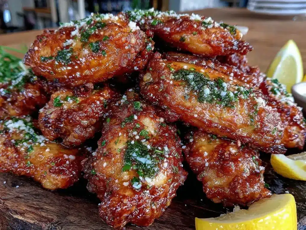 crispy garlic parmesan wings air fryer - featured image