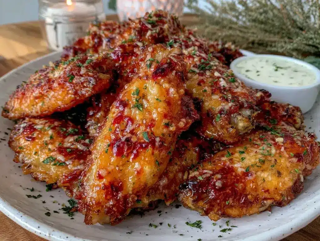 crispy garlic parmesan wings air fryer - featured image