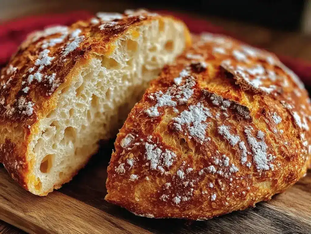 crispy no knead sourdough bread - featured image