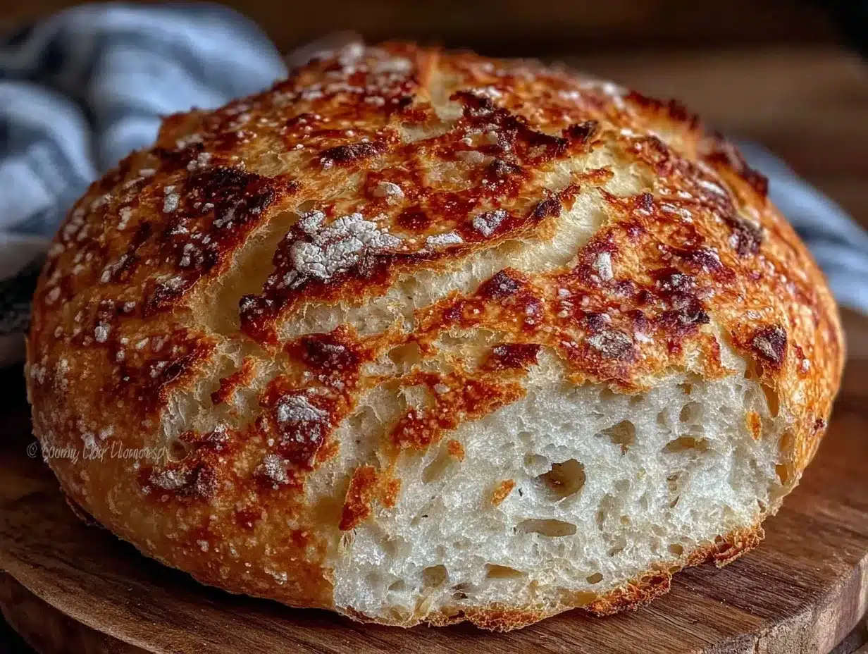 crispy no knead sourdough bread preparation steps