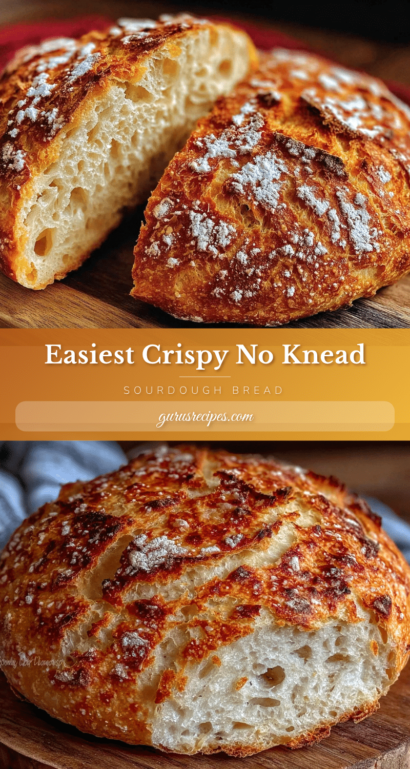crispy no knead sourdough bread recipe