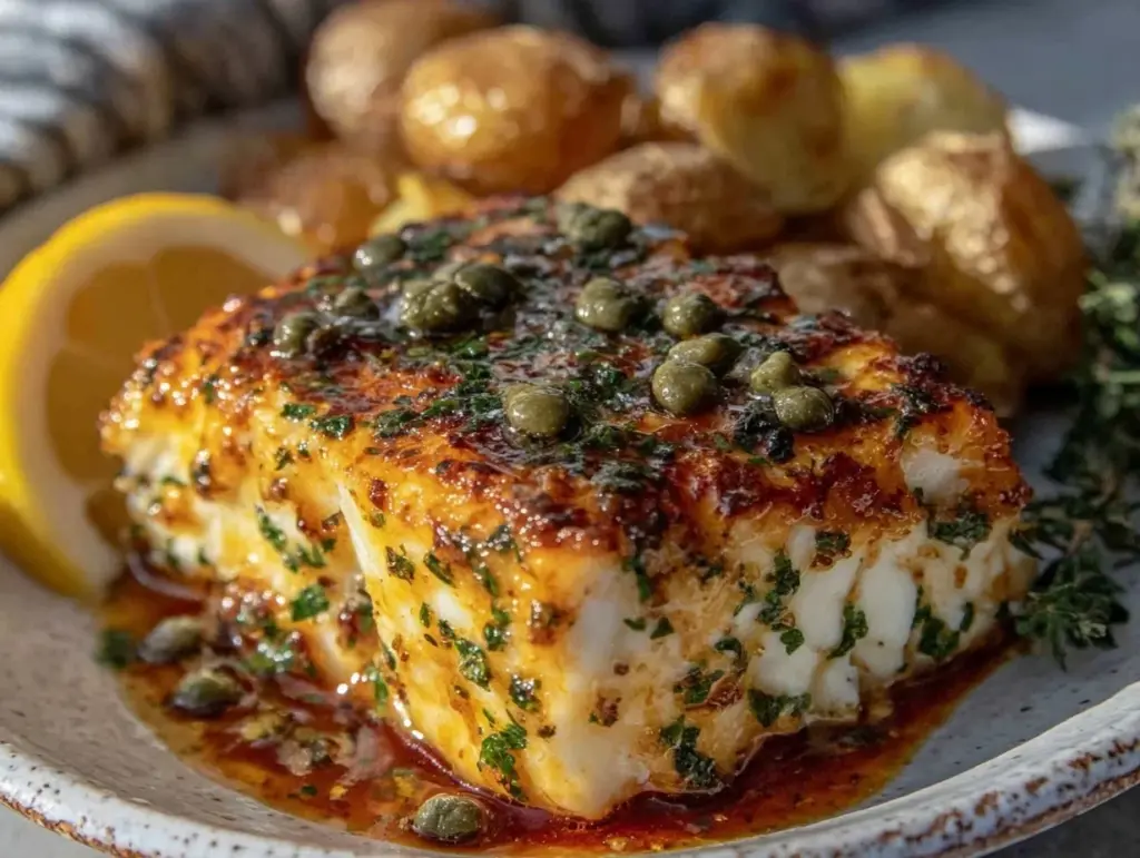 crispy pan-seared halibut - featured image