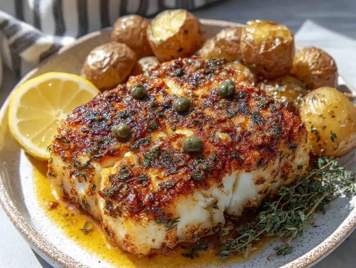 crispy pan-seared halibut preparation steps