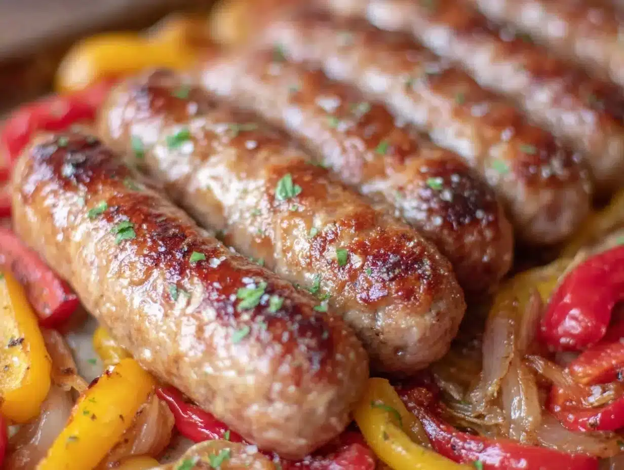 crispy sheet pan sausage and peppers preparation steps