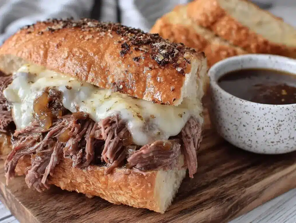 crockpot french dip sandwiches - featured image