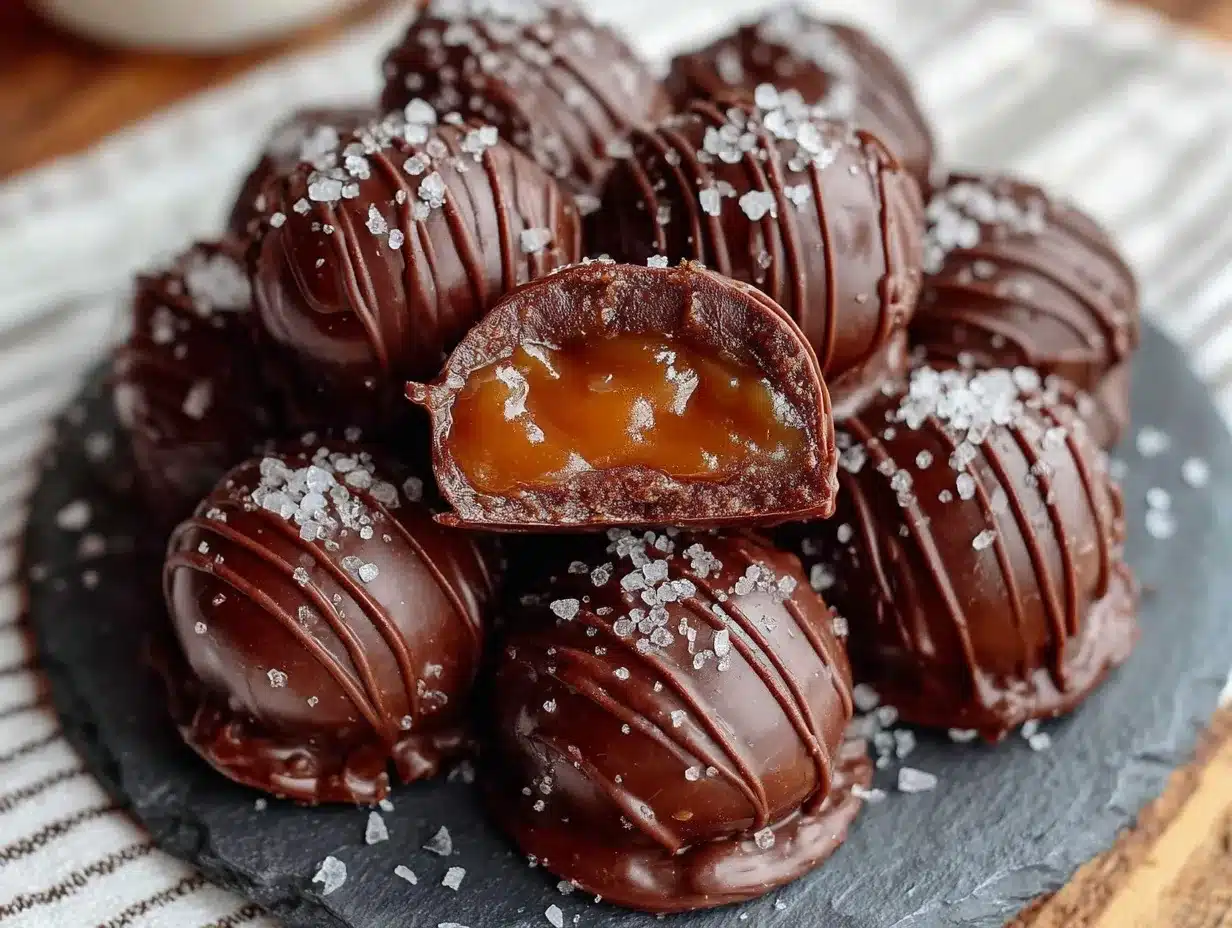 dark chocolate salted caramel truffles preparation steps
