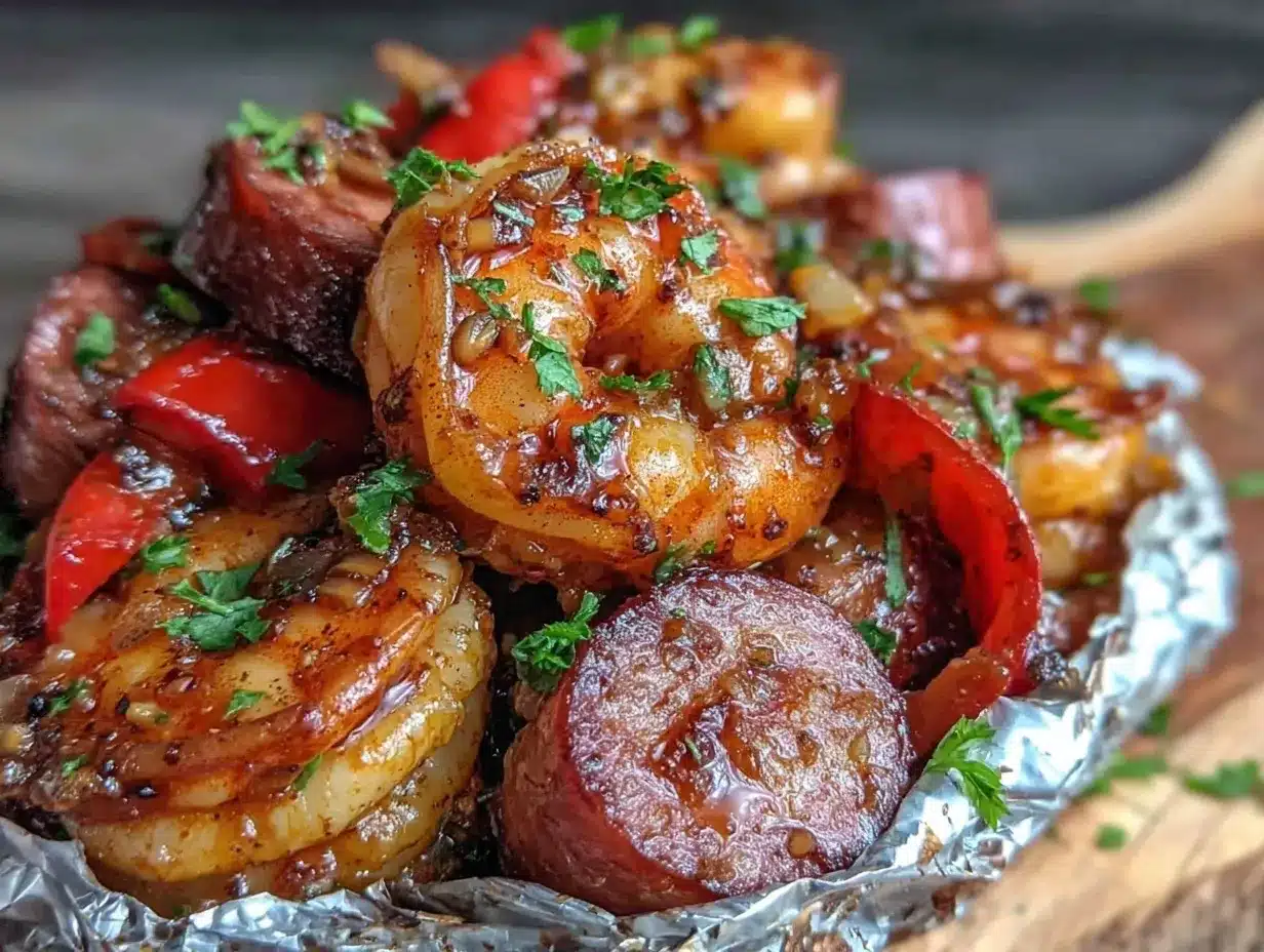Easy Cajun Shrimp and Sausage Foil Packets preparation steps