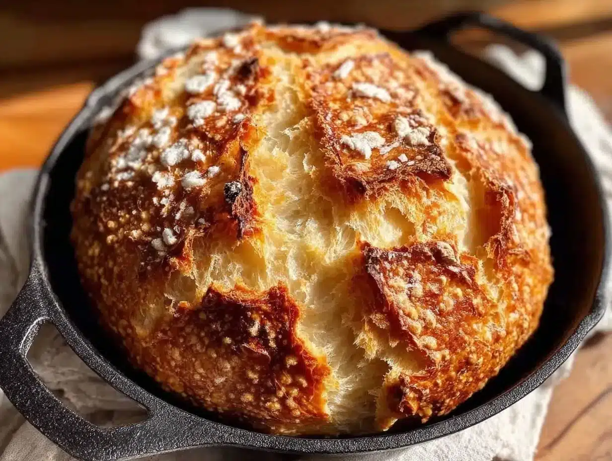 easy crispy dutch oven no knead bread preparation steps